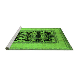 Sideview of Machine Washable Oriental Green Industrial Area Rugs, wshurb3229grn