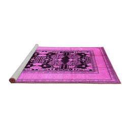 Sideview of Machine Washable Oriental Pink Industrial Rug, wshurb3229pnk