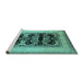 Sideview of Machine Washable Oriental Turquoise Industrial Area Rugs, wshurb3229turq