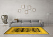 Machine Washable Oriental Yellow Industrial Rug in a Living Room, wshurb3229yw