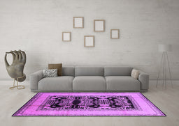 Machine Washable Oriental Purple Industrial Area Rugs in a Living Room, wshurb3229pur
