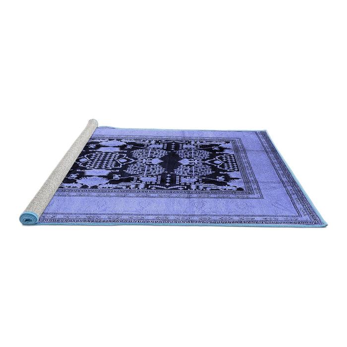 Sideview of Machine Washable Oriental Blue Industrial Rug, wshurb3229blu