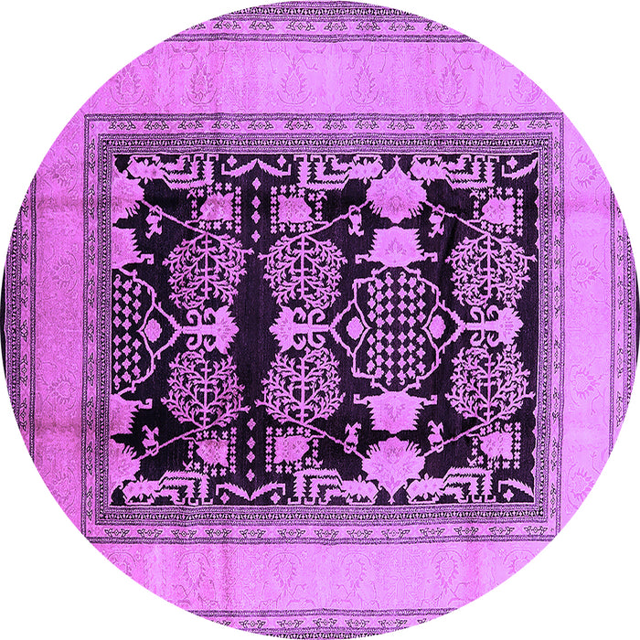 Round Machine Washable Oriental Purple Industrial Area Rugs, wshurb3229pur