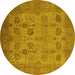 Round Oriental Yellow Industrial Rug, urb3230yw