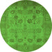 Round Oriental Green Industrial Rug, urb3230grn