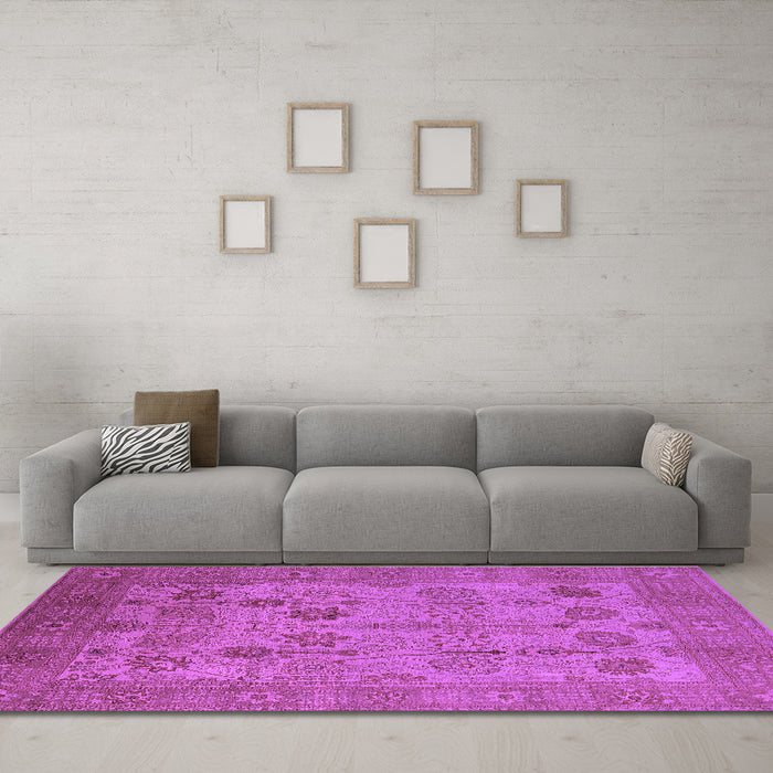 Machine Washable Oriental Purple Industrial Area Rugs in a Living Room, wshurb3230pur