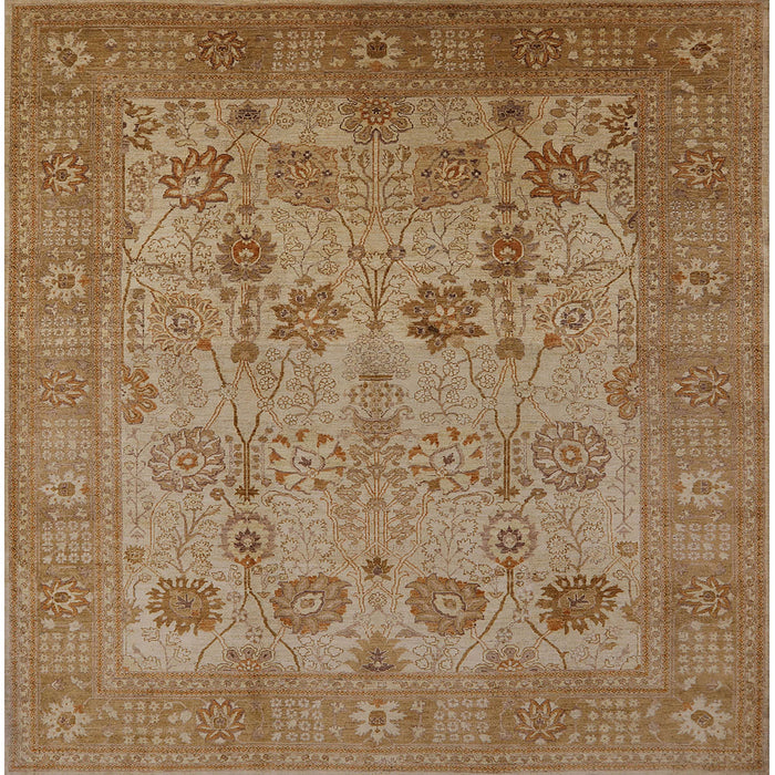 Square Mid-Century Modern Dark Bisque Brown Oriental Rug, urb3230