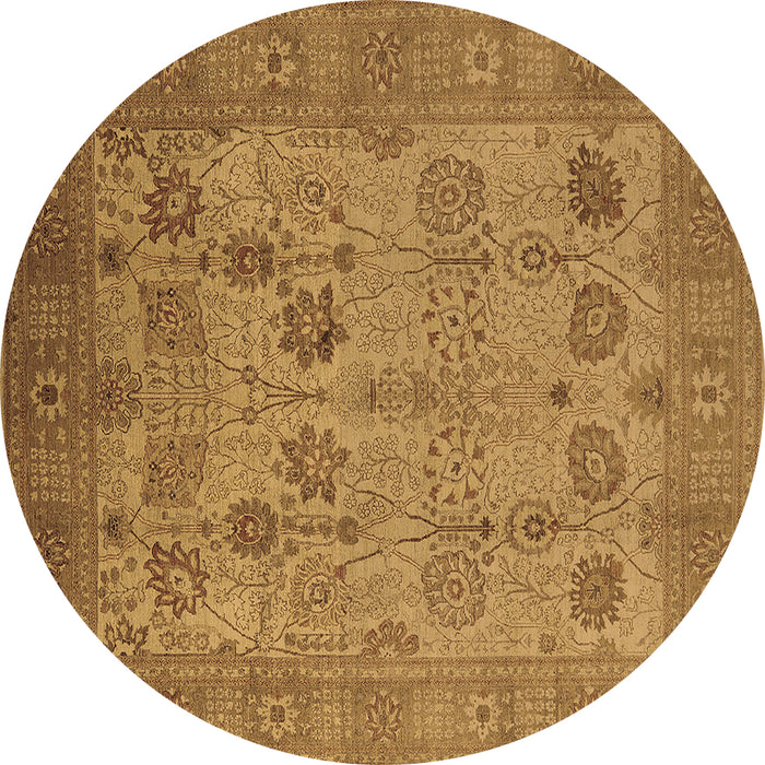 Round Oriental Brown Industrial Rug, urb3230brn