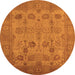 Round Machine Washable Oriental Orange Industrial Area Rugs, wshurb3230org