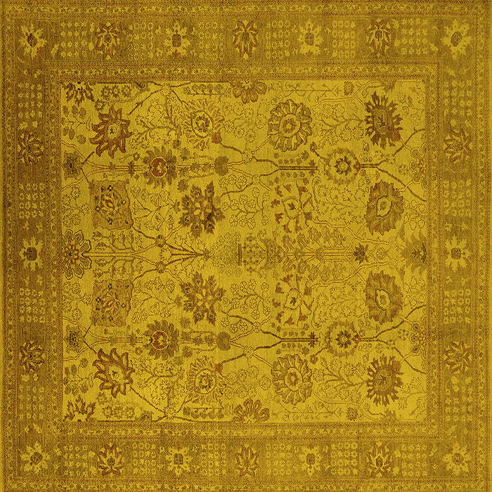 Square Machine Washable Oriental Yellow Industrial Rug, wshurb3230yw
