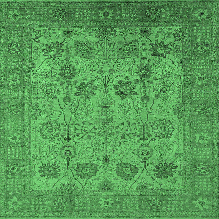 Square Machine Washable Oriental Emerald Green Industrial Area Rugs, wshurb3230emgrn