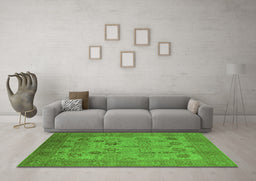 Machine Washable Oriental Green Industrial Area Rugs in a Living Room,, wshurb3230grn