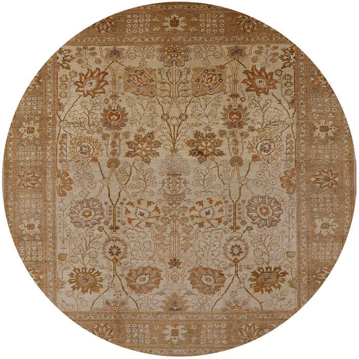 Round Mid-Century Modern Dark Bisque Brown Oriental Rug, urb3230