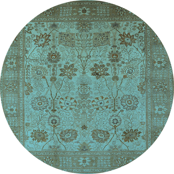 Round Oriental Light Blue Industrial Rug, urb3230lblu