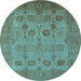 Round Oriental Light Blue Industrial Rug, urb3230lblu