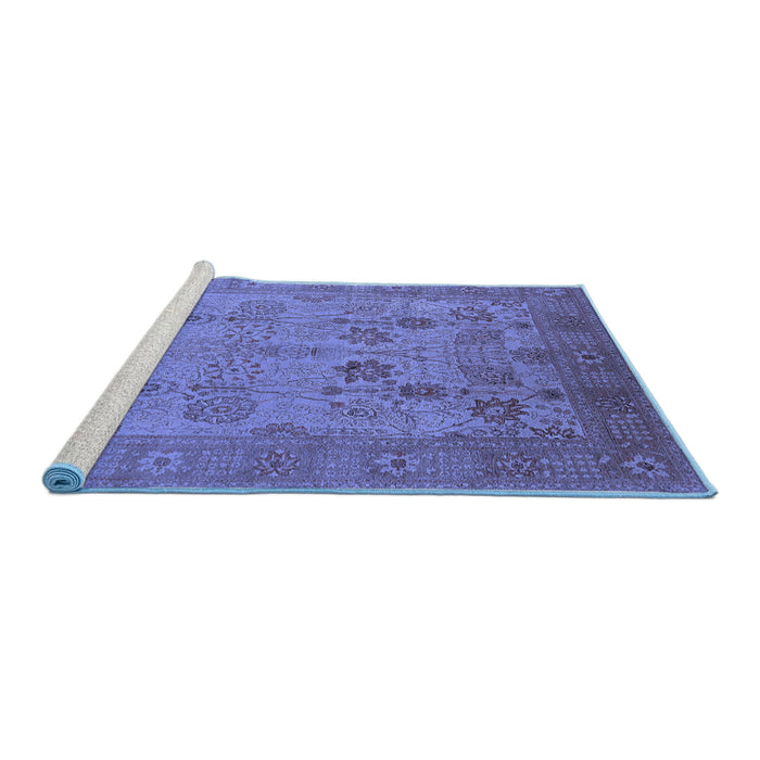 Sideview of Machine Washable Oriental Blue Industrial Rug, wshurb3230blu