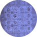 Round Oriental Blue Industrial Rug, urb3230blu