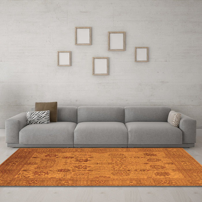 Machine Washable Oriental Orange Industrial Area Rugs in a Living Room, wshurb3230org