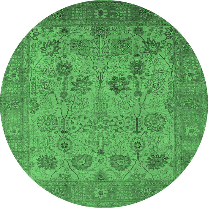 Round Oriental Emerald Green Industrial Rug, urb3230emgrn