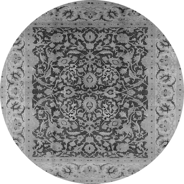 Round Machine Washable Oriental Gray Industrial Rug, wshurb3231gry