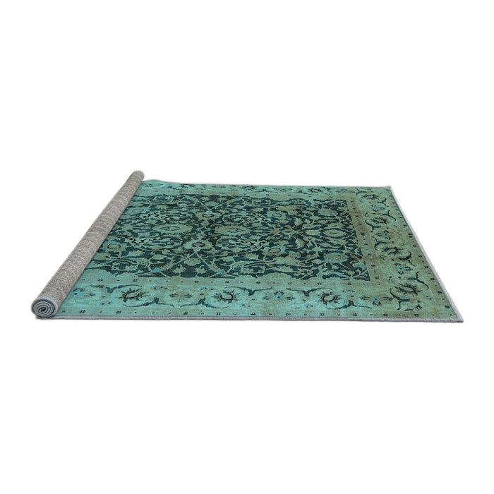 Sideview of Machine Washable Oriental Light Blue Industrial Rug, wshurb3231lblu