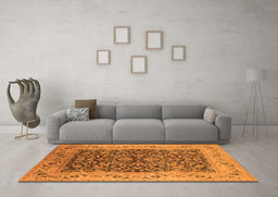 Machine Washable Oriental Orange Industrial Area Rugs in a Living Room, wshurb3231org