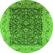 Round Oriental Green Industrial Rug, urb3231grn