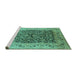 Sideview of Machine Washable Oriental Turquoise Industrial Area Rugs, wshurb3231turq