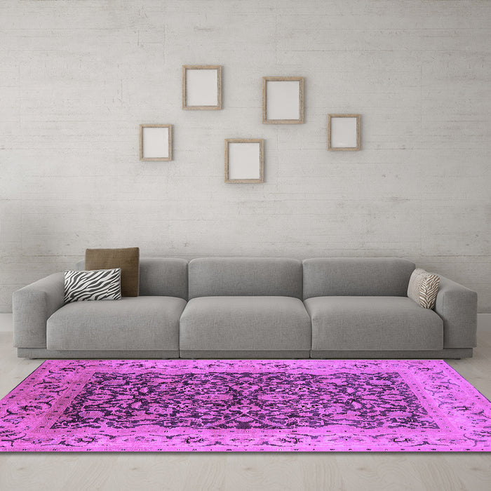 Machine Washable Oriental Purple Industrial Area Rugs in a Living Room, wshurb3231pur