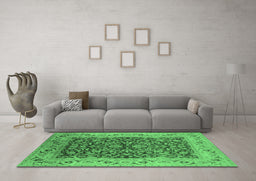 Machine Washable Oriental Emerald Green Industrial Area Rugs in a Living Room,, wshurb3231emgrn