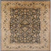 Square Mid-Century Modern Brown Sand Brown Oriental Rug, urb3231