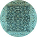 Round Oriental Light Blue Industrial Rug, urb3231lblu