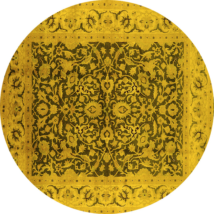 Round Oriental Yellow Industrial Rug, urb3231yw
