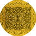 Round Oriental Yellow Industrial Rug, urb3231yw