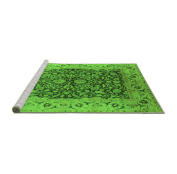 Sideview of Machine Washable Oriental Green Industrial Area Rugs, wshurb3231grn
