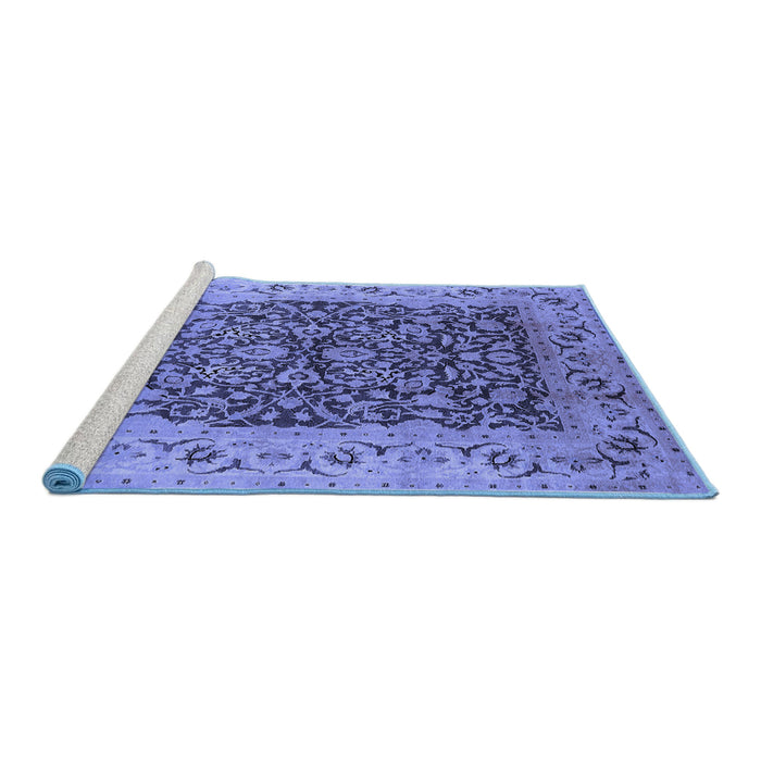 Sideview of Machine Washable Oriental Blue Industrial Rug, wshurb3231blu