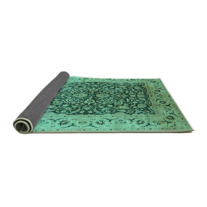 Sideview of Oriental Turquoise Industrial Rug, urb3231turq
