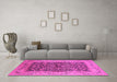 Machine Washable Oriental Pink Industrial Rug in a Living Room, wshurb3231pnk