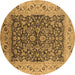 Round Machine Washable Oriental Brown Industrial Rug, wshurb3231brn