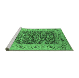 Sideview of Machine Washable Oriental Emerald Green Industrial Area Rugs, wshurb3231emgrn