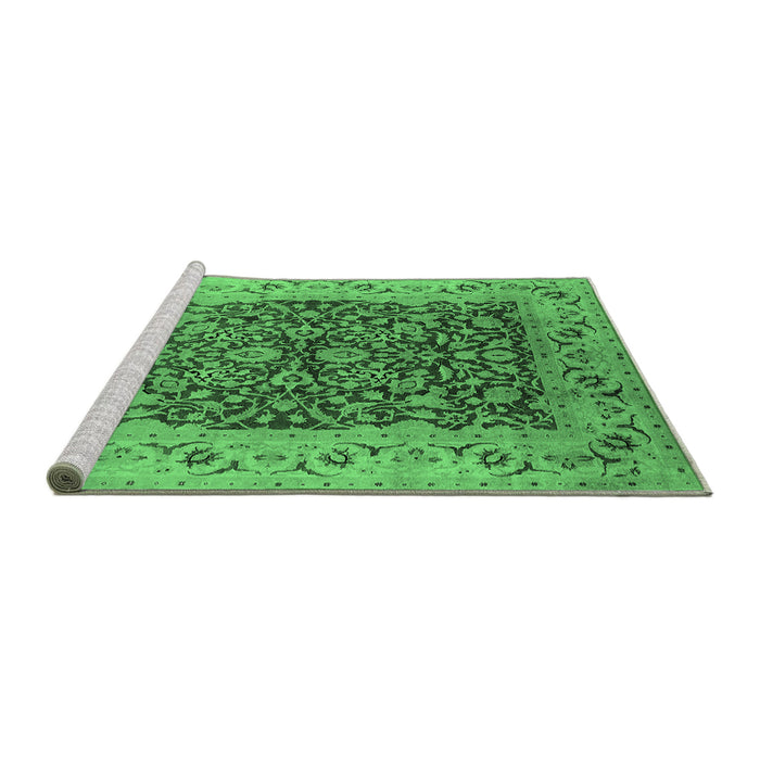 Sideview of Machine Washable Oriental Emerald Green Industrial Area Rugs, wshurb3231emgrn