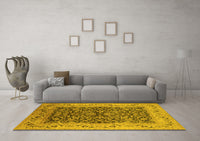 Machine Washable Oriental Yellow Industrial Rug, wshurb3231yw