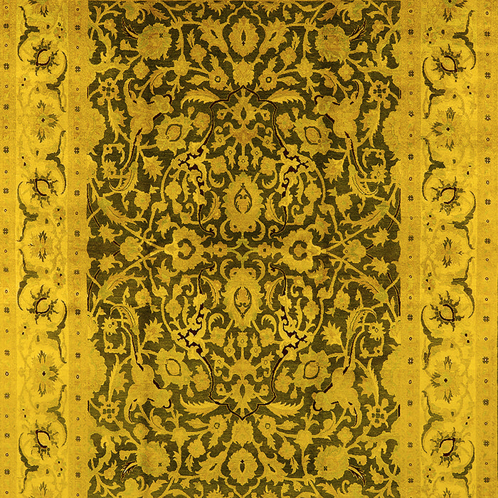 Machine Washable Oriental Yellow Industrial Rug, wshurb3231yw