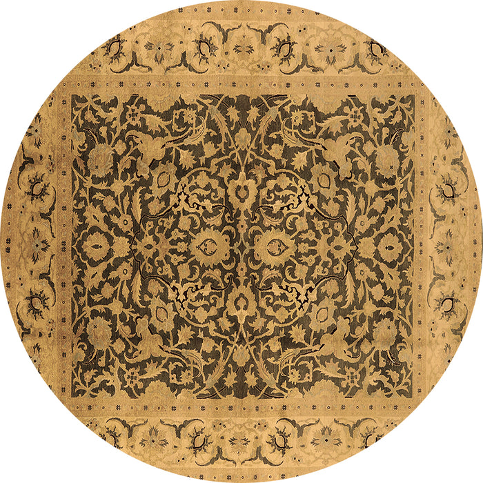 Round Oriental Brown Industrial Rug, urb3231brn