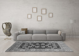 Machine Washable Oriental Gray Industrial Rug in a Living Room,, wshurb3232gry