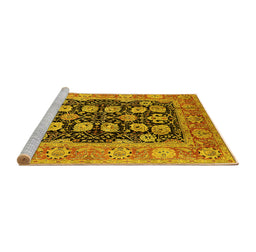Sideview of Machine Washable Oriental Yellow Industrial Rug, wshurb3232yw