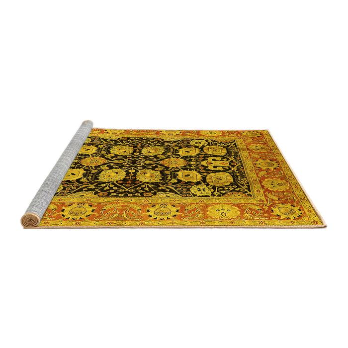 Sideview of Machine Washable Oriental Yellow Industrial Rug, wshurb3232yw