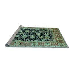 Sideview of Machine Washable Oriental Light Blue Industrial Rug, wshurb3232lblu