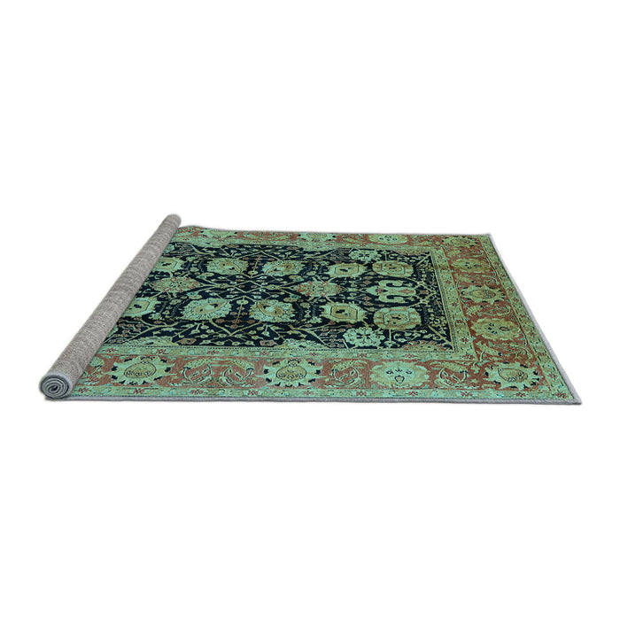 Sideview of Machine Washable Oriental Light Blue Industrial Rug, wshurb3232lblu