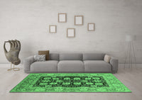 Machine Washable Oriental Emerald Green Industrial Rug, wshurb3232emgrn